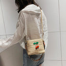 Knitting Crossbody Messenger Bags Women Straw Cherry Decor Shoulder Handbags
