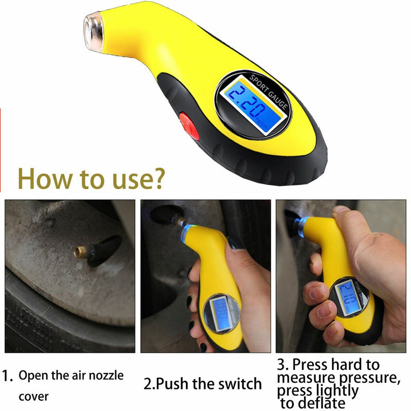 Electronic Pneumatic Tester Tire Pressure Lcd Barometer Monitor System