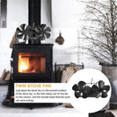 10Blade Dual Head Heat Powered Stove Fan Mini Fireplace Furnace Air Blower~