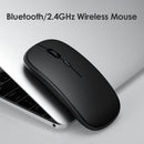 Dual Mode 2.4GHz Wireless + Bluetooth-compatible Mouse Rechargeable PC Mice