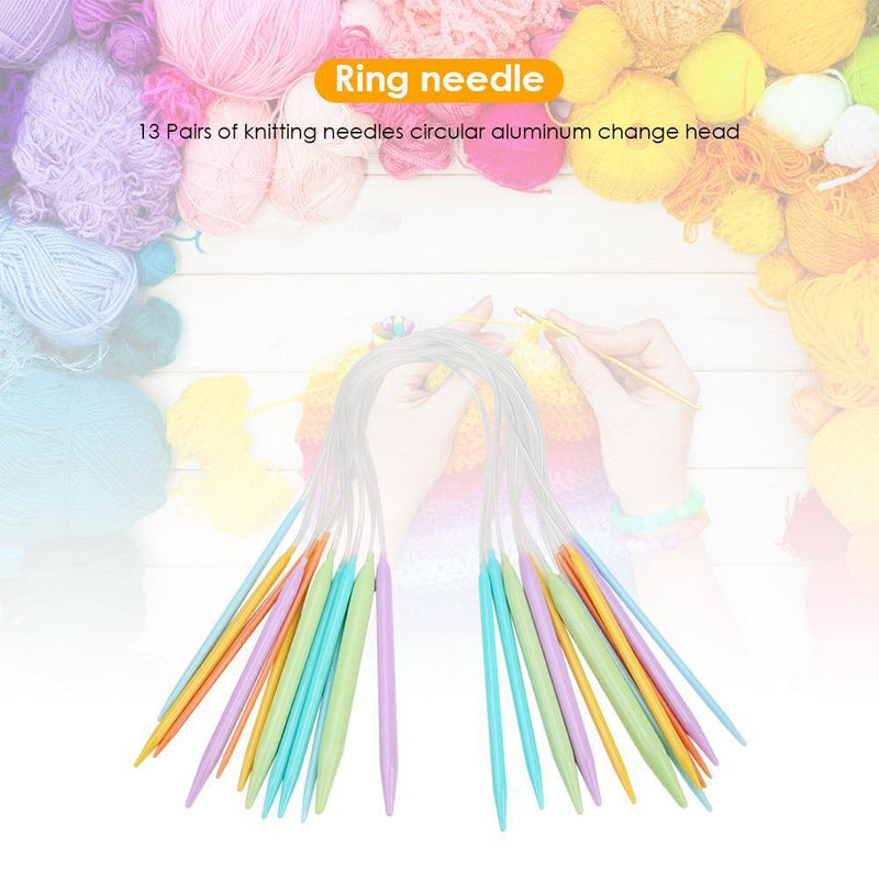 12 Pairs Aluminum Change Head Circular Knitting Needle Scarf Sweaters Woven Tool