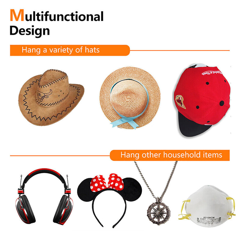 Adhesive Hat Hooks for Wall (10 Pack) - Baseball Caps Hangers Rack (White) Newly