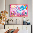 5D Drill DIY Diamond Round Mosaic Painting Full Kit Pink Horn Horse Room Decor
