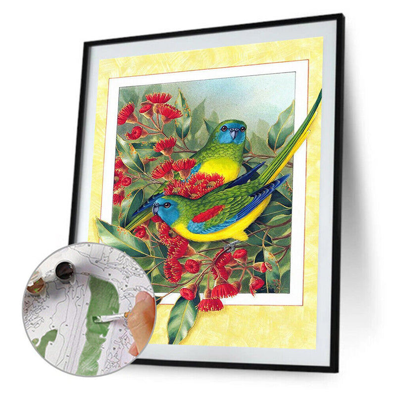 Flower Bird Oil Paint By Numbers Kit DIY Acrylic Painting Wall Art Picture Cr