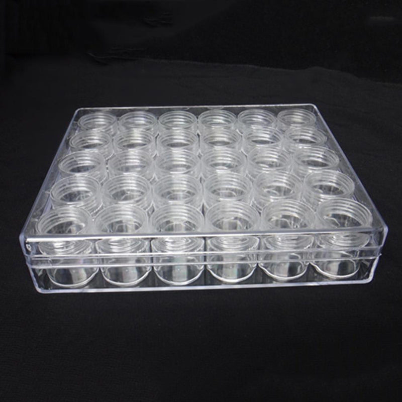 Clear Plastic Bead Jewelry Storage Containers with 30pcs Small Round Jars Newly