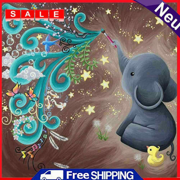 5D DIY Full Drill Diamond Painting Elephant Embroidery Mosaic Kit Bedroom Decor