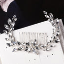 Crown Hair Combs Flower Hair Pin Bridal Hair Ornaments Leaf Crystal Tiara