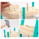 Montessori Wood Hammer Colorful Ball Box Children Early Learning Knock Toys
