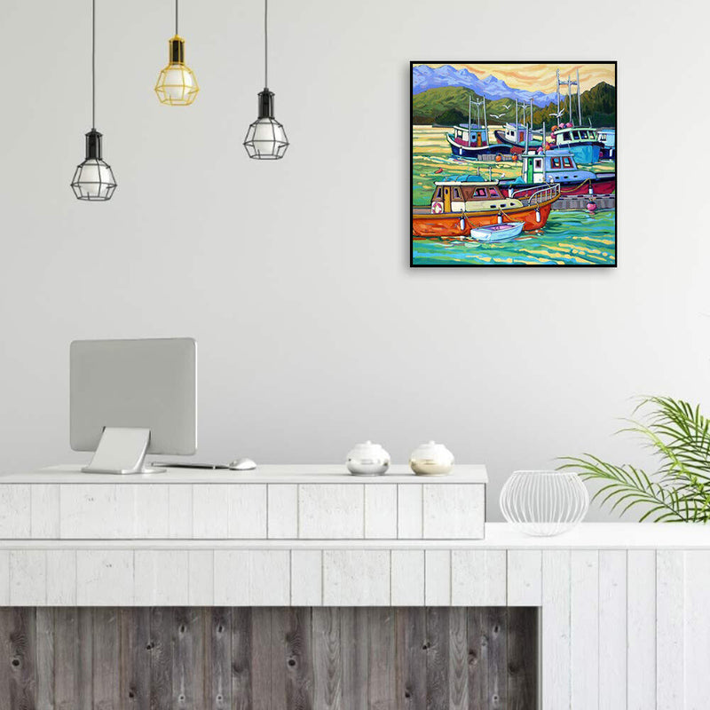 DIY Ship Pattern Oil Paint by Numbers Hand Painted Acrylic Picture Home Decor