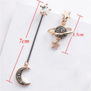 Korean Long Fashion Drop Dangle Earrings Star Moon Stud Earring Asymmetrical