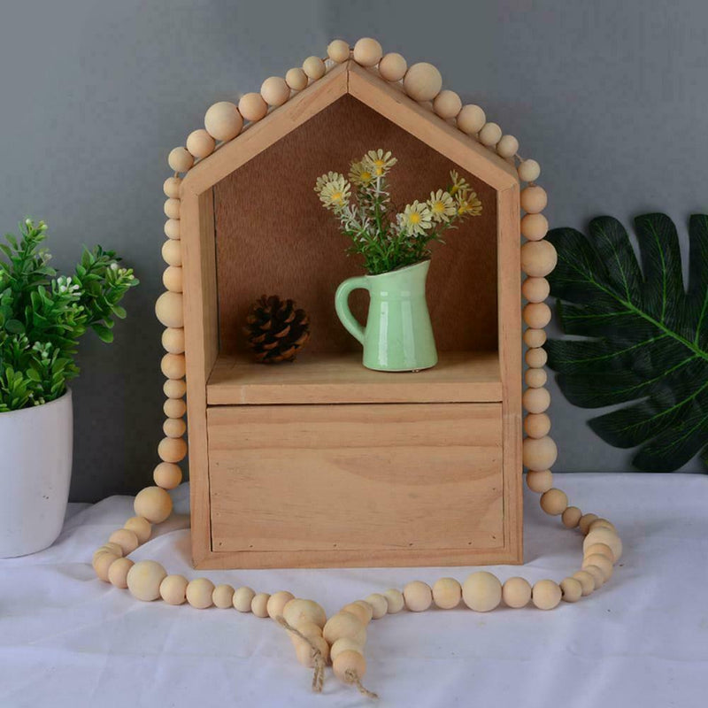 Wood Bead Garland Farmhouse Home Decor Rustic Country Holiday Christmas M7S0