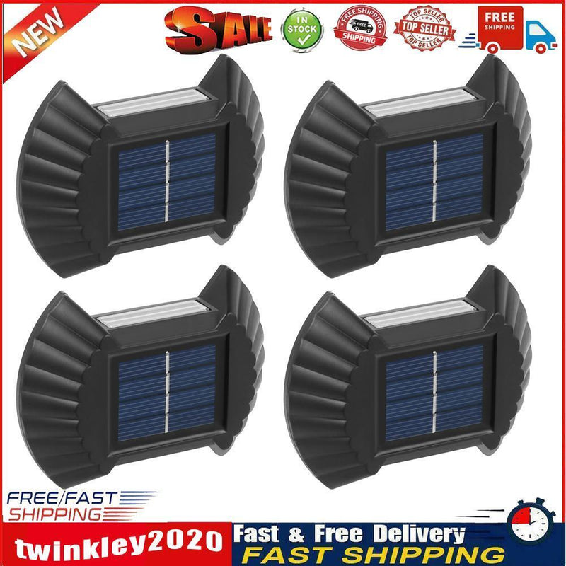 4pcs Solar Wall Lamp Outdoor Waterproof Balcony Fence Lights (Warm 8LED) Newly