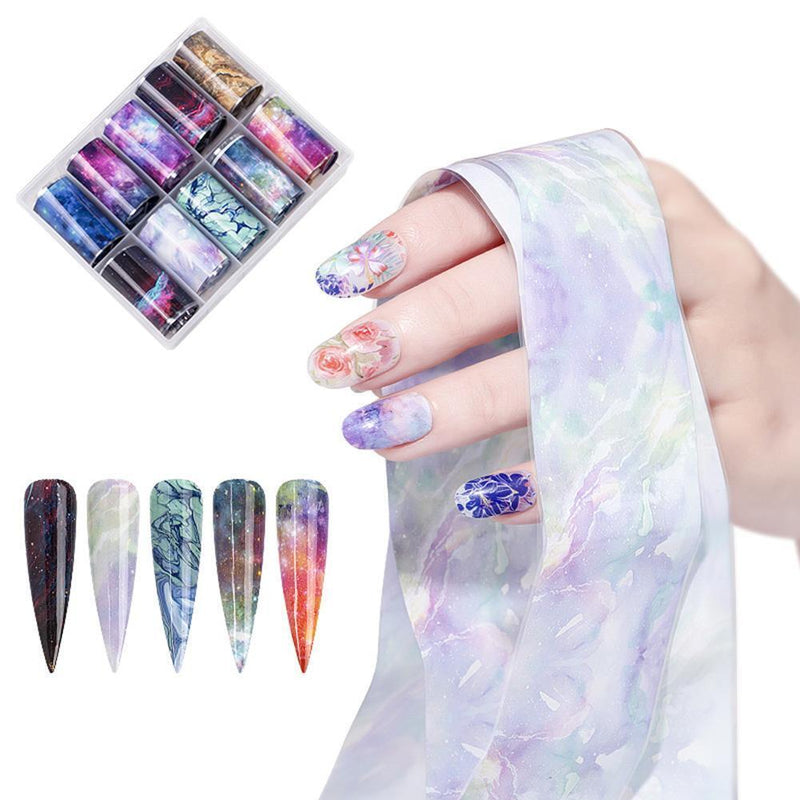 Holographic Nail Art Transfer Stickers Paper Starry Sky Nail Stickers Decorat