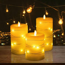 Set of 3 Flameless Battery Flickering LED Candle Lights Remote Control Glass Wa,