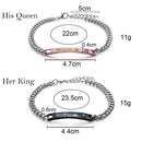 Women Love Bangle Jewelry Stainless Steel Couple Bracelets Her King His Queen