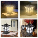 LED Solar Retro Lantern Pillar Light Outdoor Column Lamp Garden Fence Decor