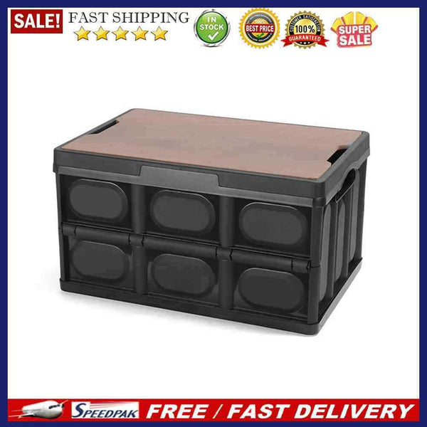 Folding Storage Box w/Wood Lid Outdoor Camping Clothing Organizers Sundries Case
