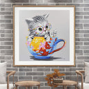 5D DIY Full Drill Diamond Painting Cup Cat Cross Stitch Embroidery Home Dec