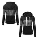 Stitching Women Long Sleeve Hit Color Autumn Leisure Hoodies (Black 2XL)