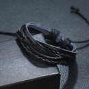 Retro Weave Cowhide Leather Rope Bracelet Ethnic Charm Bangle Men Jewelry Newly