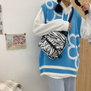 Preppy Style Canvas Zebra Print Backpack Women Travel School Rucksack (B)