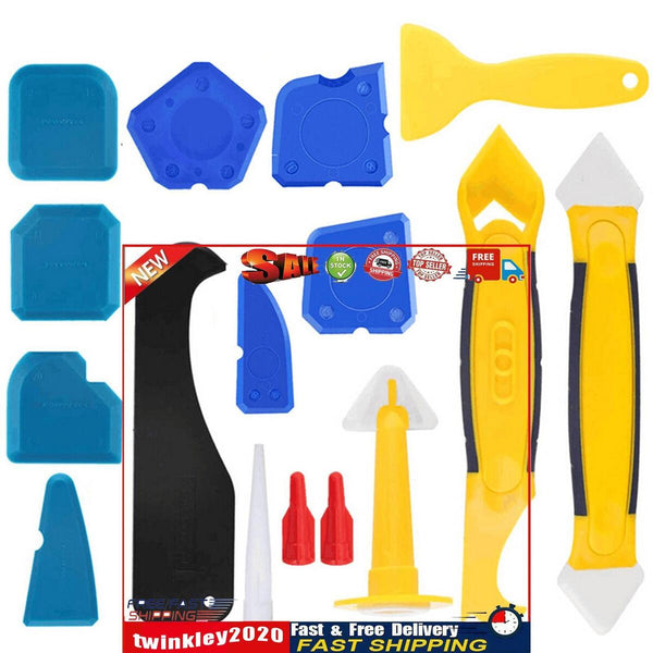16 Pieces Caulking Tool Kit, Silicone Sealant Finishing Grout Scraper Tool Newly