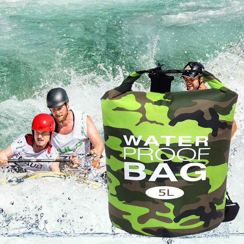 Waterproof Swimming Bag Camouflage Outdoor Camping Dry Sack (5L Green)