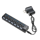 7 PORT USB 3.0 HUB 5 Gbps With Power On/Off Switch Adapter Cable For PC