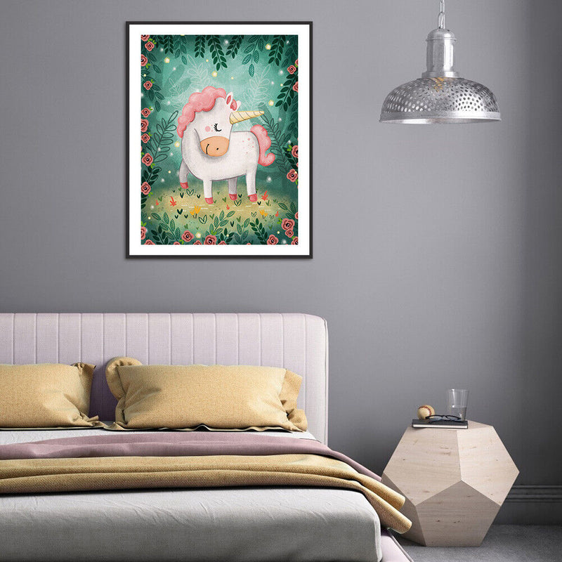 5D DIY Cartoon Horn Horse Full Round Diamond Painting Kit Picture Artwork