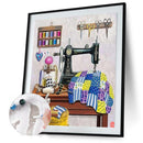 Digital Paint Sewing Machine Painted By Numbers On Canvas Wall