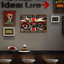 Retro Motorcycle Iron Painting Square Metal Sign Plaque Wall Posters Decor