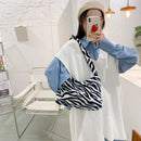 Daily Animal Pattern Underarm Bag Plush Lady Shoulder Purse Large Capacity Totes