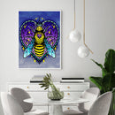 5D DIY Full Round Drill Diamond Painting Purple Caring Bee Drawing