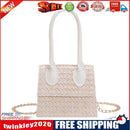 Mini Crossbody Bags Retro Print Straw Leather Handbags Chain Purse (Beige)