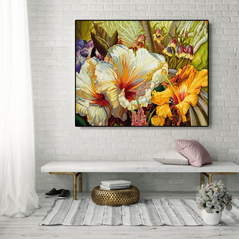 Frameless Painting By Numbers DIY Warm Flower Hand Painted Oil Picture Craft