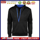 Men Color Block Side Zipper Hooded Sweatshirt Letter Print Pullover(2)(L)