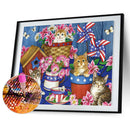 5D DIY Four Kittens Flag Diamond Painting Full Round Drill Rhinestone Art Crafts