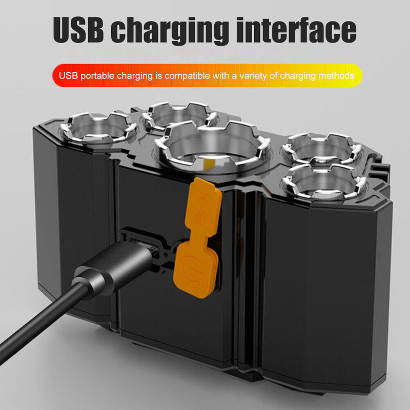 USB Rechargeable 5 LED Headlamp Flashlight Waterproof 350LM Outdoor Headlight