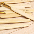 8pcs 8 sizes Bamboo handle Golden Aluminum Crochet Hooks Needles 2.5mm-6mm Newly