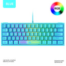 K61 RGB Wired Keyboard 60 Percent 62 Keys Ergonomic Gaming Keyboard (Blue)