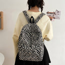 Preppy Style Women Zebra Pattern Printing Handbag Rucksack Casual Large Backpack