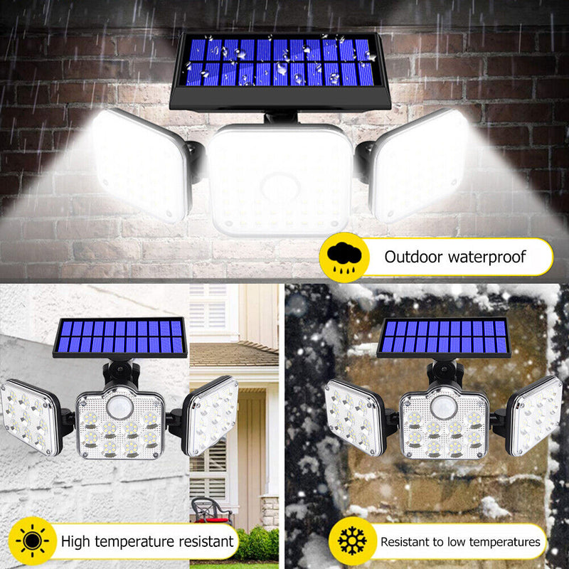145LEDs 3 Head Light PIR Sensor Solar Outdoor Waterproof Lamp (JD-2858) Newly