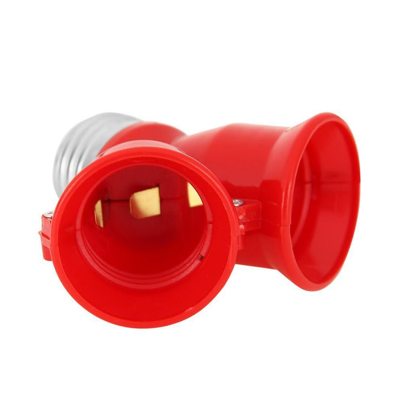 E27 to 2E27 Lamp Holder Converter Socket Splitter Adapter Bulb Base (Red) Newly
