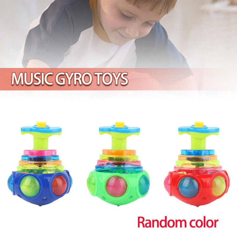 LED Light Up Flashing UFO Spinning Top Funny Music Gyro Christmas Gift Kid x 1#