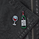 2pcs Red Wine Glass Bottle Enamel Lapel Badges Jewelry Party Causal Brooches