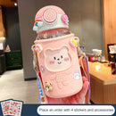 620ML Kids Water Sippy Cup with Silicone Bag Cartoon Feeding Bottle (Pink) Newly