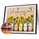 5D DIY Diamond Painting Sunflower Bottle Full Round Kit Rhinestones Home De
