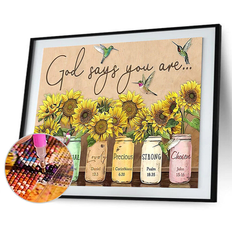 5D DIY Diamond Painting Sunflower Bottle Full Round Kit Rhinestones Home De
