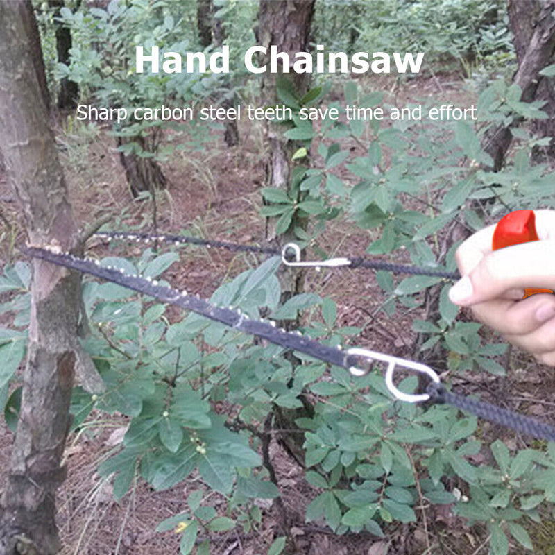 Pocket Hand Chainsaw Survival Camping Hiking Wood Cutting Chain Saw (Red) Newly