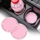 2pcs Car Universal Rhinestones Cup Coaster Anti-Slip Water Cup Pad (Pink)